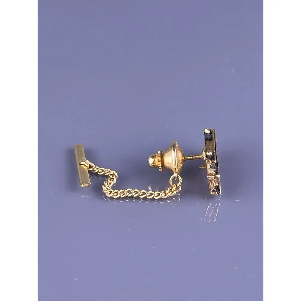 Train Passenger Car Tie Tack Lapel Pin Gold Tone Railroad Generic Vintage